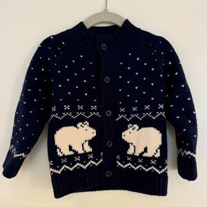 Jacadi navy cotton knit cardigan